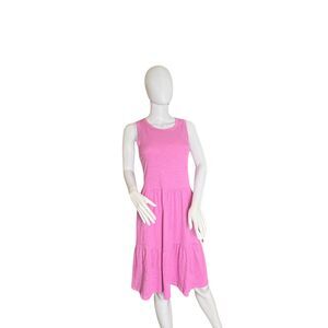 Terra & Sky Dress 0X Pink Tiered Ruffle Hem Cottagecore Trapeze Knit Sundress